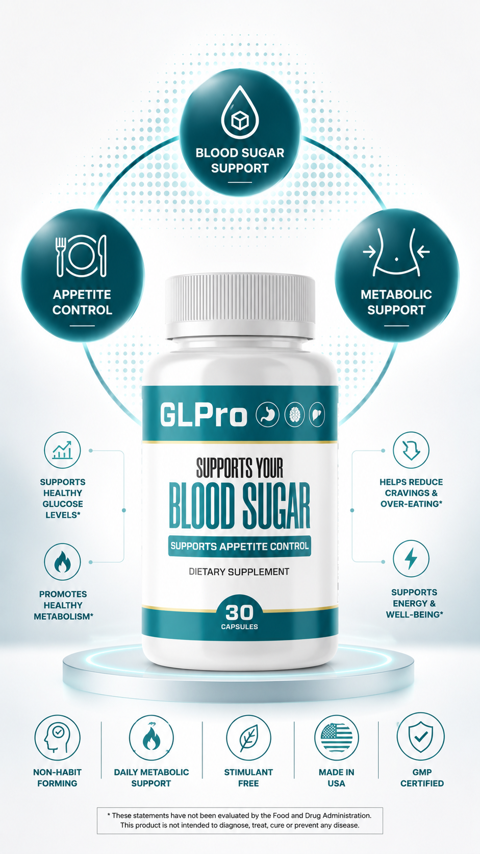GLPro supplement bottle and natural formula